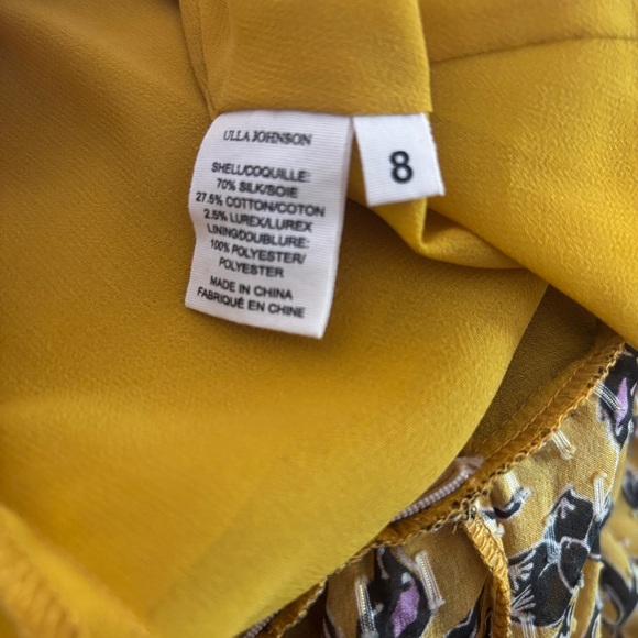 Ulla Johnson Dania Ruffled Midi Dress Handkerchief Hem Gold Size 8 Medium - Picture 11 of 15